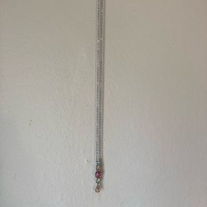 Silver Necklace with Multicolor Gems